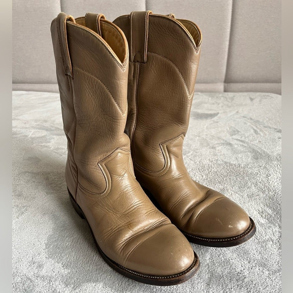 Pecos Bill Brown Leather Western Cowboy Roper Boots Size 6 B